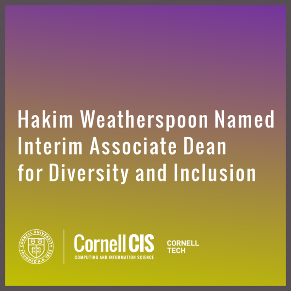 Hakim Weatherspoon Named Interim Associate Dean for Diversity and Inclusion 